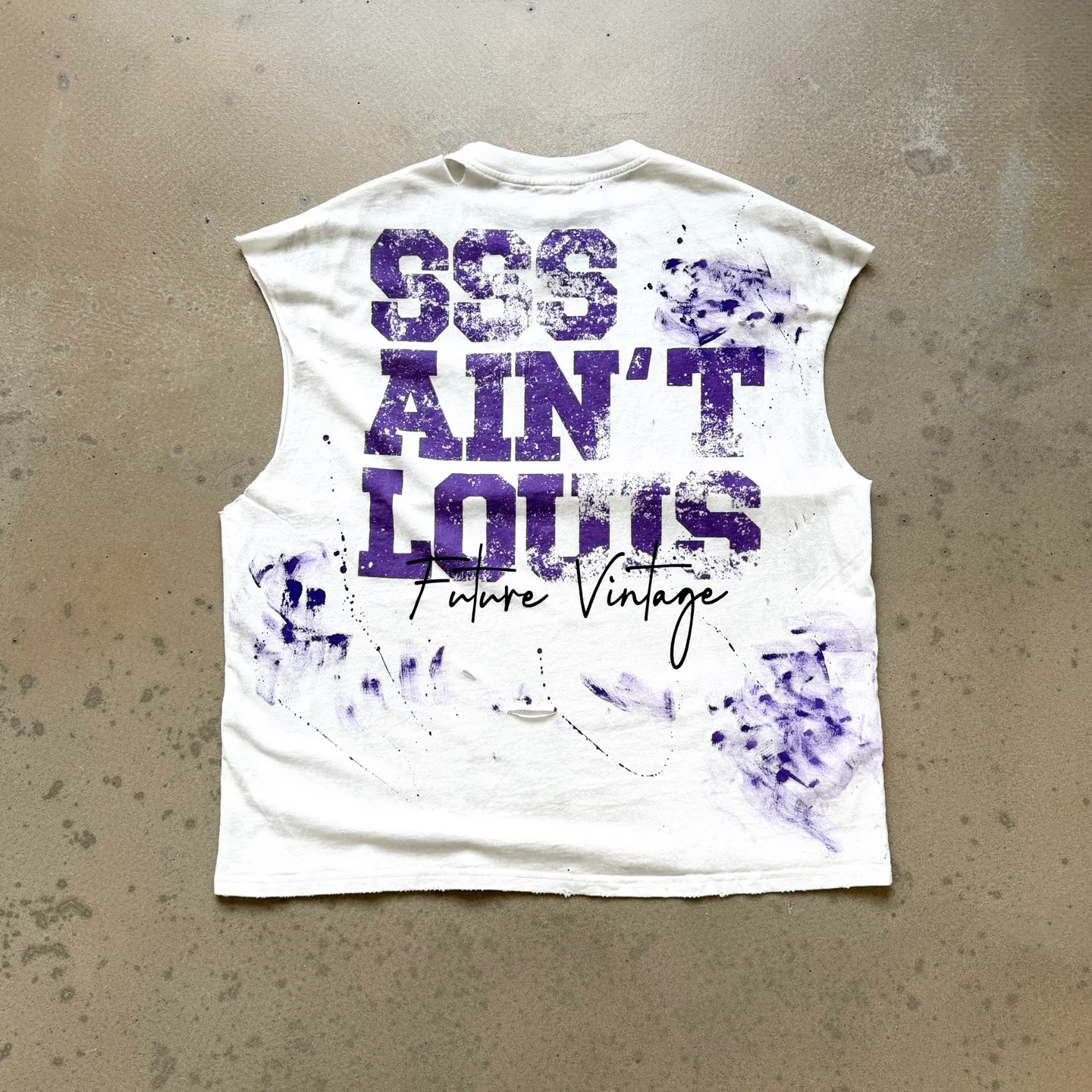P138 #【Two Colors】CVT-16 Saint Street Dirty street graffiti style waistcoat, hand-painted splash ink on ready-made garments + hand-damaged in multiple positions + heavy Assute fermentation mill spray-on horse wash process, full of retro and high-end feeling. Size: M L XL
